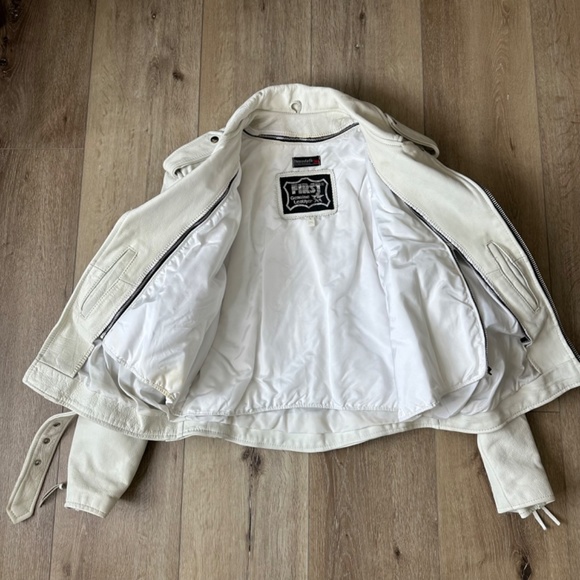 FIRST Genuine Leather White Leather Jacket Men’s Large - Picture 10 of 16